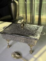 Rectangular cutwork dish silver