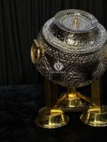 Silver brass nakshi daig - Image 3