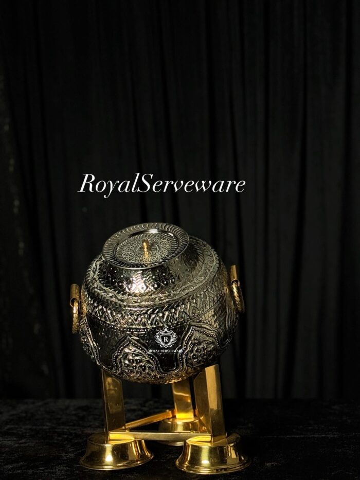 Silver brass nakshi daig - Image 4