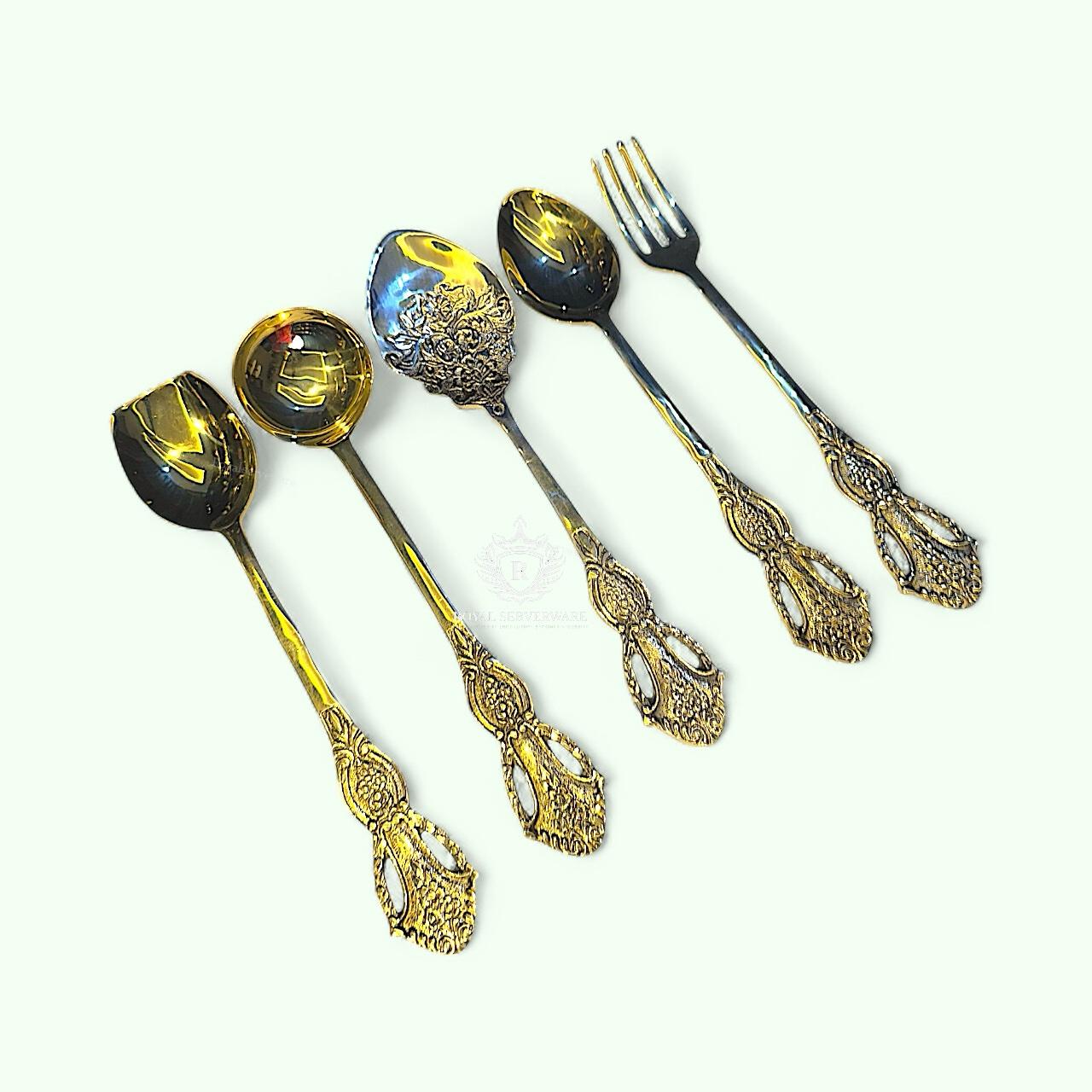 photoroom_20250920_025105 Brass serving spoon set of 5 - Image 1