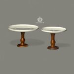 Ceramic platters with wooden stand