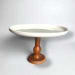 Ceramic platter with wooden stand