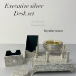 Silver executive desk set 5 pcs