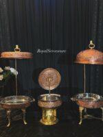 Set of 3 copper chafing dishes - Image 3