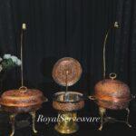 Set of 3 copper chafing dishes