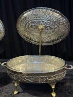 Oval cutwork silver brass