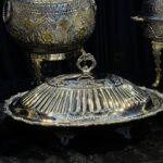 Silver brass scalloped dish