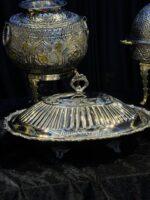 Silver brass scalloped dish